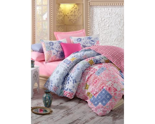 Lenjerie De Pat Cotton Box Mosaic, 100% bumbac ranforce, pentru 2 persoane, multicolor