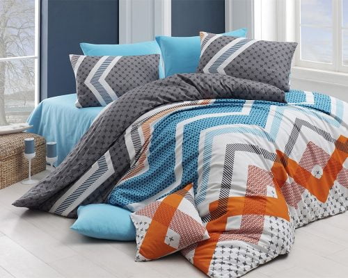 Lenjerie De Pat Nazenin Home Zigzag, 100% bumbac ranforce, pentru 2 persoane, multicolor