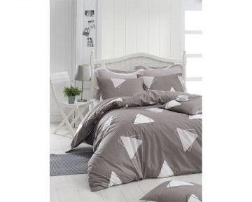 Lenjerie De Pat EnLora Home Gray, 100% bumbac ranforce, pentru 2 persoane, gri