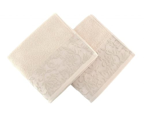 Set Prosoape De Maini Soft Kiss Burumcuk Cream, 100% bumbac, 2 bucati, crem, 50x90 cm