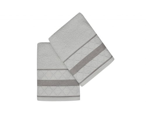 Set Prosoape De Maini Soft Kiss Kurdele Baklava Bleu Grey, 100% bumbac, 2 bucati, albastru, gri, 50x90 cm