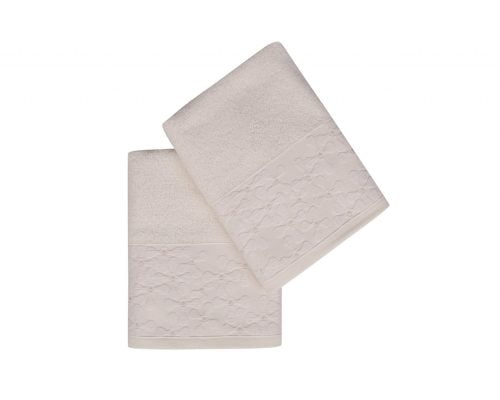 Set Prosoape De Maini Soft Kiss Menekse Stone, 100% bumbac, 2 bucati, crem, 50x90 cm