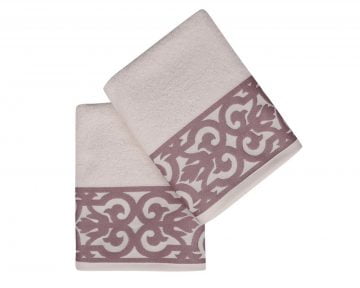 Set Prosoape De Maini Soft Kiss Monaco Purple White, 100% bumbac, 2 bucati, mov, alb, 50x90 cm