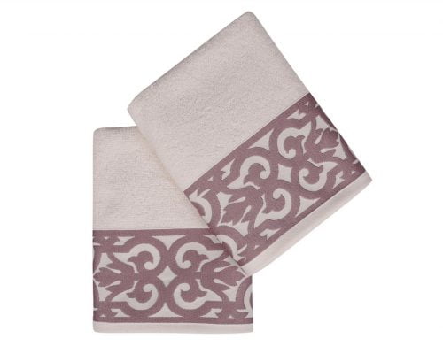 Set Prosoape De Maini Soft Kiss Monaco Purple White, 100% bumbac, 2 bucati, mov, alb, 50x90 cm