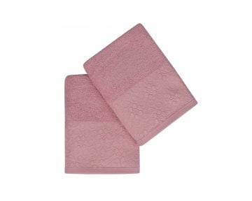 Set Prosoape De Maini Soft Kiss Dots Dusty Rose, 100% bumbac, 2 bucati, roz, 50x90 cm