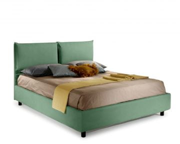Pat Dormitor Matrimonial Bed&Sofa Fiocco iSomn 160x200 cm, fara lada de depozitare, stofa, verde
