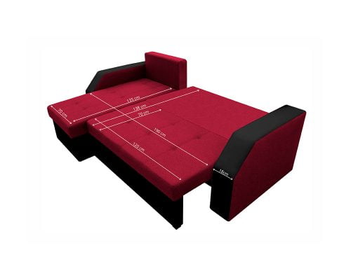 Coltar Extensibil Bedora Madrid 226x145x79 cm, lada de depozitare, reversibil, textil, piele ecologica, negru, rosu dim 11
