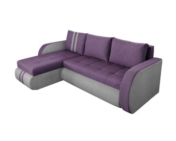 Coltar Extensibil Bedora Siena Duo 243x141x81 cm, lada de depozitare, reversibil, textil, gri, mov
