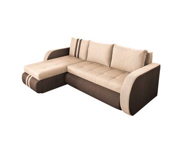 Coltar Extensibil Bedora Siena Duo 243x141x81 cm, lada de depozitare, reversibil, textil, maro, bej