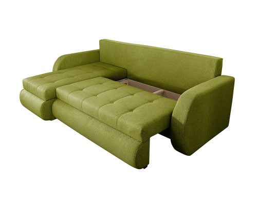 Coltar Extensibil Bedora Genoa 243x141x81 cm, lada de depozitare, reversibil, textil, verde 6