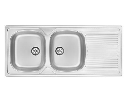 Chiuveta de bucatarie Deante Techno Satin 1165x500 mm, 2 compartimente, cu scurgere, otel inoxidabil, argintiu
