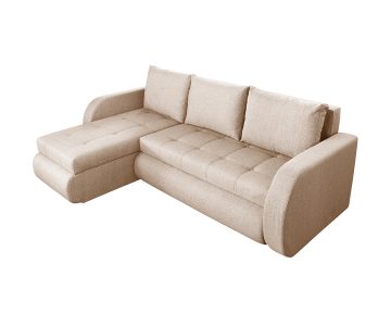 Coltar Extensibil Bedora Siena 243x141x81 cm, lada de depozitare, reversibil, textil, crem