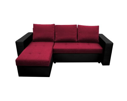 Coltar Extensibil Bedora Toledo 226x145x79 cm, lada de depozitare, reversibil, textil, piele ecologica, negru, rosu 6
