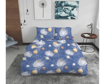 Lenjerie De Pat Galaxie Bedora, 100% bumbac, pentru 2 persoane, multicolor