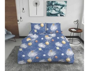 Lenjerie De Pat Galaxie Bedora, 100% bumbac, pentru 2 persoane, multicolor