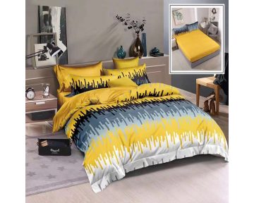 Lenjerie De Pat Yellow Finet, textil 70% BBC, 6 piese, pentru 2 persoane, multicolor