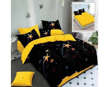 Lenjerie De Pat Stars Finet, textil 70% BBC, 6 piese, pentru 2 persoane, multicolor