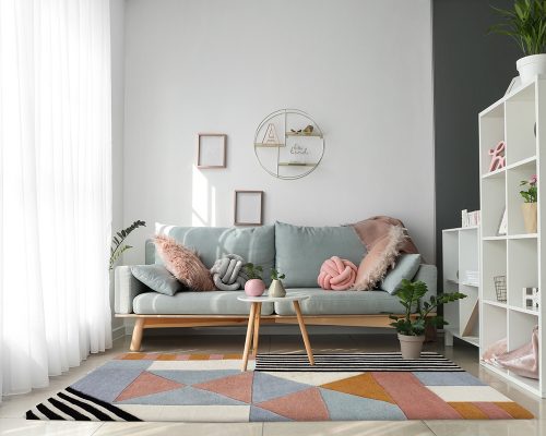 Covor Bedora Geometry, dreptunghi, 100% lana, multicolor, finisat manual 1