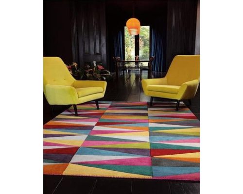 Covor Bedora Angles, dreptunghi, 100% lana, multicolor, finisat manual