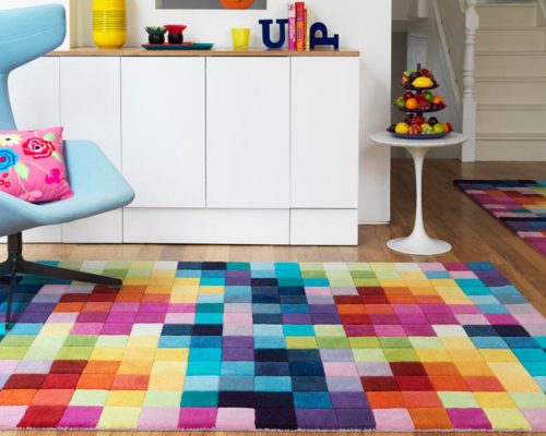 Covor Bedora Patch, dreptunghi, 100% lana, multicolor, finisat manual