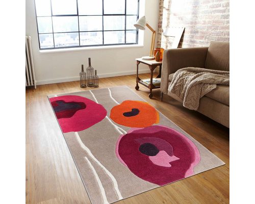 Covor Bedora Poppies, dreptunghi, 100% lana, multicolor, finisat manual