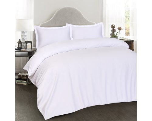 Lenjerie De Pat Dubla Bedora Bleach White Plain 240x240 cm, 4 piese, 100% bumbac, 400 TC, pentru 2 persoane, alb 1