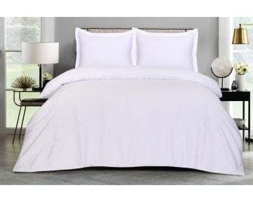 Lenjerie De Pat Dubla Bedora Bleach White Plain 240x240 cm, 4 piese, 100% bumbac, 400 TC, pentru 2 persoane, alb