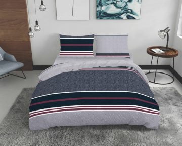 Lenjerie De Pat Dubla King Size Bedora Brinle 240x240 cm, 4 piese, 100% bumbac, pentru 2 persoane, multicolor