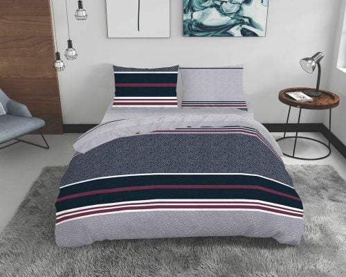 Lenjerie De Pat Dubla King Size Bedora Brinle 240x240 cm, 4 piese, 100% bumbac, pentru 2 persoane, multicolor