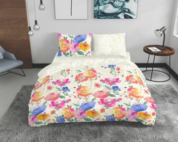 Lenjerie De Pat Dubla Bedora Meadow 200x220 cm, 4 piese, 100% bumbac, pentru 2 persoane, multicolor