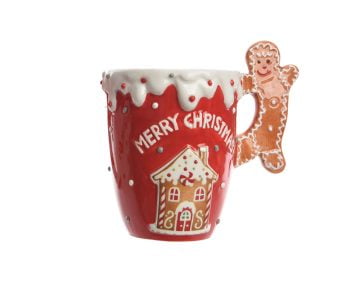 Cana Gingerbread Cane Handless Decoris, 9x13x12 cm, dolomit, rosu