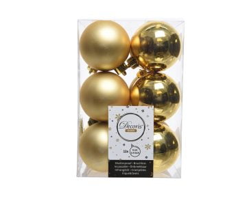 Cutie cu 12 Globuri Decoris Black Mix,6 cm, plastic, auriu