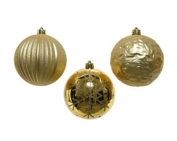 Set 3 Globuri asortate Decoris, plastic, auriu
