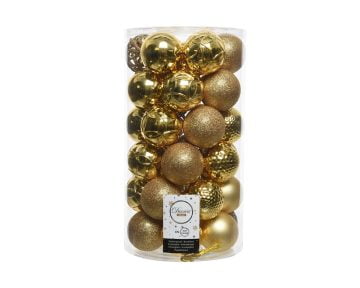 Cutie cu 37 Globuri Decoris Proof Mix, plastic, auriu