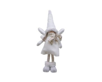 Decoratiune Decoris Angel Dress, 16,5x8x35 cm, poliester, alb