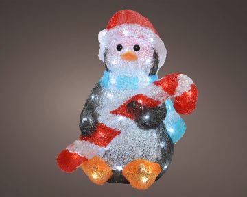 Decoratiune Luminoasa Lumineo Penguin, 28,5x33,5x41 cm, 50 LED, multicolor, lumina rece