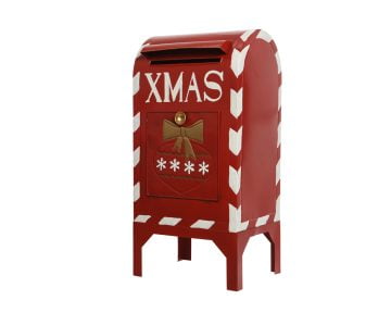 Decoratiune Decoris Mailbox, 27x33x67 cm, metal, rosu/alb