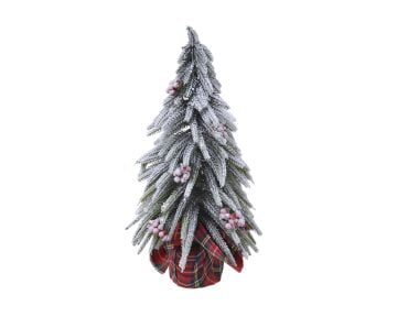 Decoratiune Decoris Mini Tree, 20x35 cm, polietilena, verde/rosu