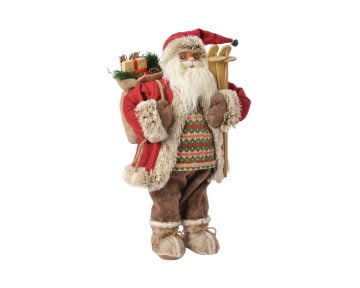 Decoratiune Decoris Santa Country Style, 45 cm, poliester, multicolor