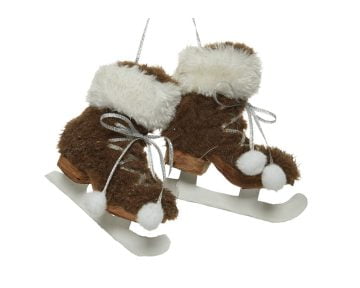 Decoratiune Decoris Pair of Skates, 10x6x13 cm, spuma, maro