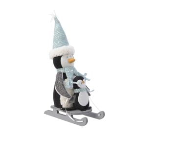 Decoratiune Decoris Penguin, 21x5x35 cm, poliester, multicolor