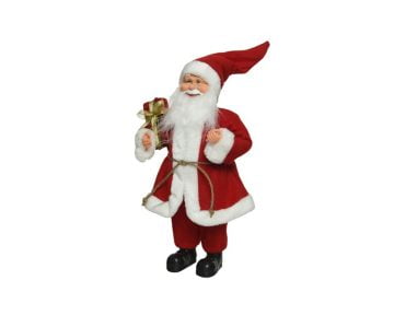 Decoratiune Decoris Santa Basic Gift, 45 cm, poliester, rosu