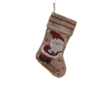 Decoratiune Stocking Santa Decoris , 25x45 cm, poliester, multicolor