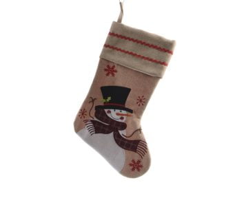 Decoratiune Stocking Snowman Decoris , 25x45 cm, poliester, multicolor