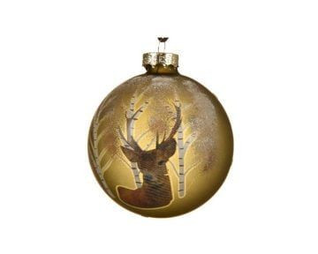 Set 3 Globuri Reindeer Pine Green Decoris, 8cm, sticla, verde