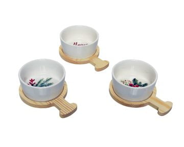 Set 3 Mini Boluri Tapas Decoris, bambus, multicolor