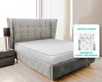 Saltea Ortopedica Bedora Silver Memory Pachet 140x200 cm, memory foam, medie/tare, 18 cm, anatomica, husa antialergica