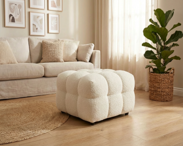 Pouf Bedora Teddy, Ivory, 90x90x43 cm